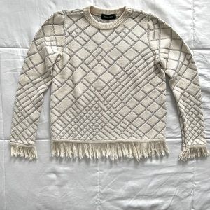 Ivanka Trump Fringe Knit Sweater Small